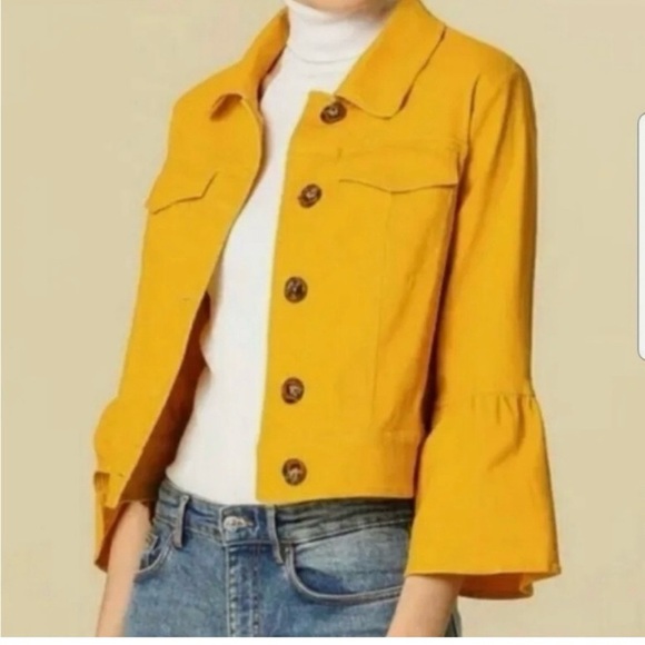 Anthropologie Nora Flounce Sleeve Jacket women’s - Picture 2 of 13